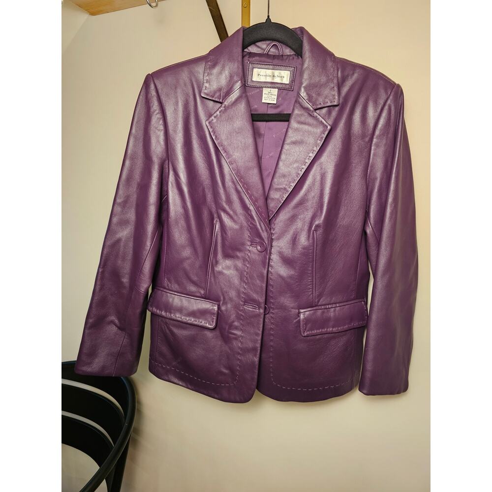Lambskin Vintage Purple Leather Blazer Jacket
